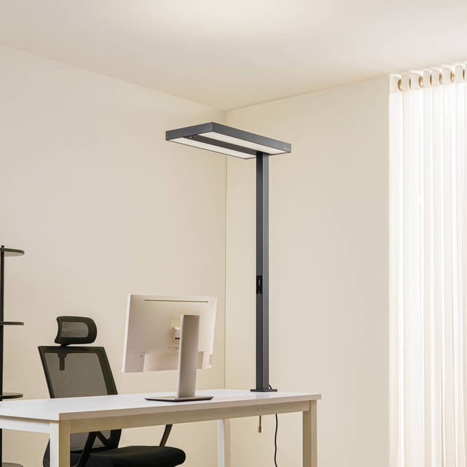Arcchio - Klemlamp- met dimmer - 2lichts - Aluminium, glas, polycarbonaat - H: 132 cm - zwart, mat - Inclusief lichtbronnen