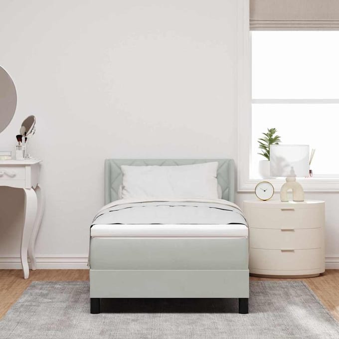 vidaXL - Boxspring - bed - met - hoofdeinde - Lichtgrijs - 200 - x - 100 - cm - Fluweel