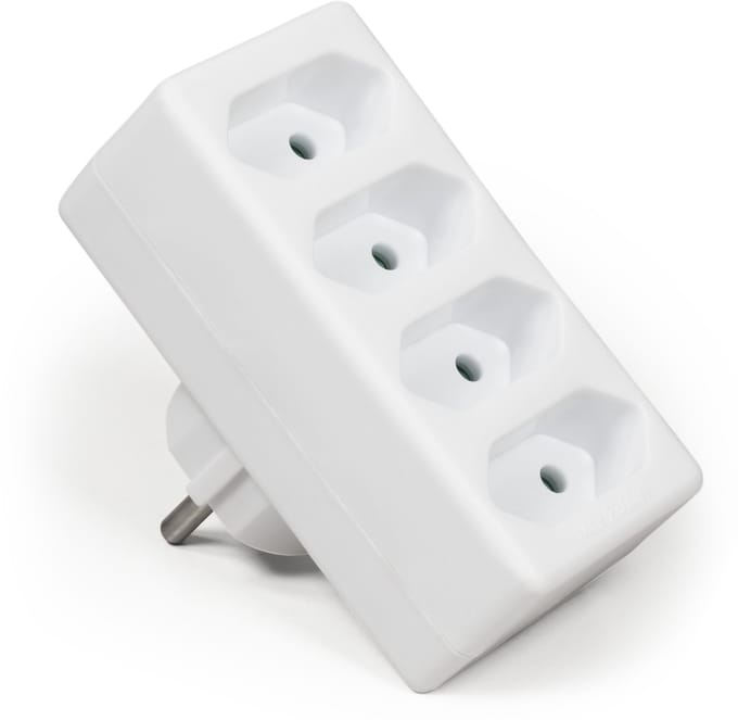 McPower Doorvoerstekker - 4 Euro stopcontacten - Splitter - Wit