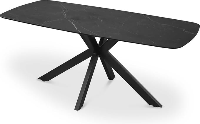 Eetkamertafel Jody Zwart - Steen - Rechthoek - 180x90cm - Hoogte 76 cm