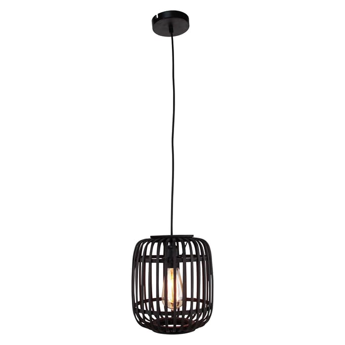 Brilliant Woodrow - Hanglamp - E27 max 1x60W - Hout/Zwart