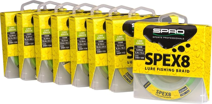 Spro Spex8 Braid Lime Green (150m) - Maat : 0.09mm (5.9kg)