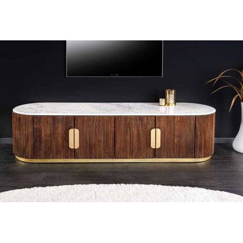 TV meubel mangohout wit marmer 170 cm