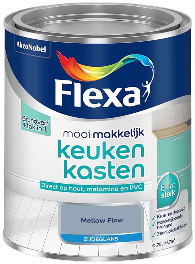 Flexa - Mooi Makkelijk Keukenkasten Zijdeglans - Mellow Flow - Mengverf - 750 Ml