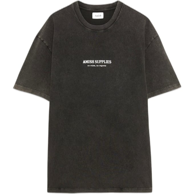 T-shirt Amish jersey grunge pigment steen - zwart