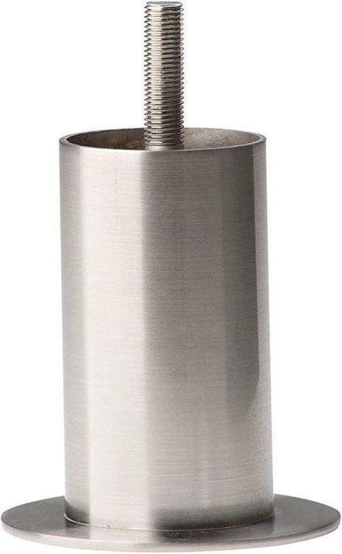 FLE - Stalen meubelpoot rvs look rond ø 4 cm en hoogte 8 cm (M8)