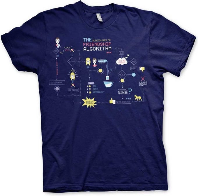 The Big Bang Theory Heren Tshirt -S- The Friendship Minions Algorithm Blauw