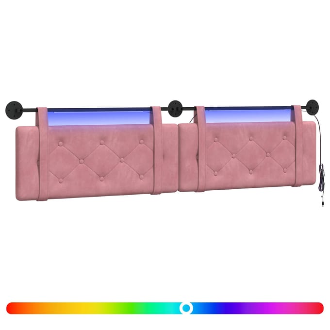 vidaXL - Hangend - hoofdbord - Met - LED-verlichting - Roze - Fluweel