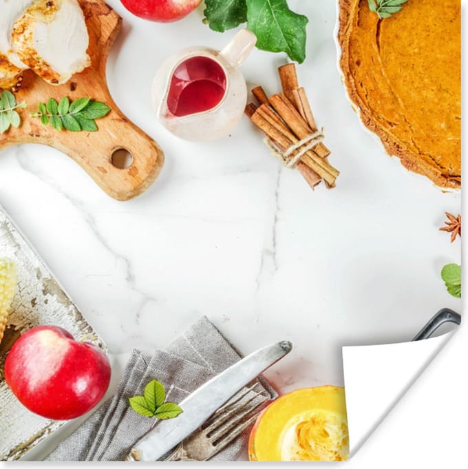 Poster Kruiden - Fruit - Kaneel - Keuken - Taart - 75x75 cm