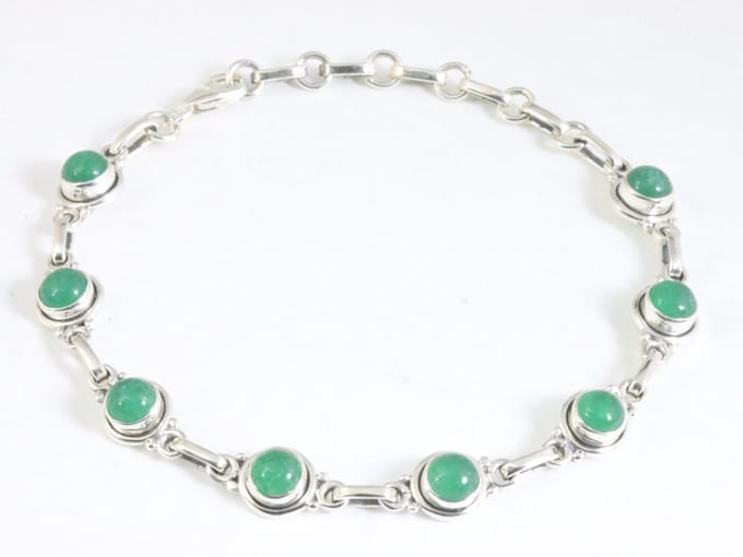 Fijne zilveren armband met groene aventurijn