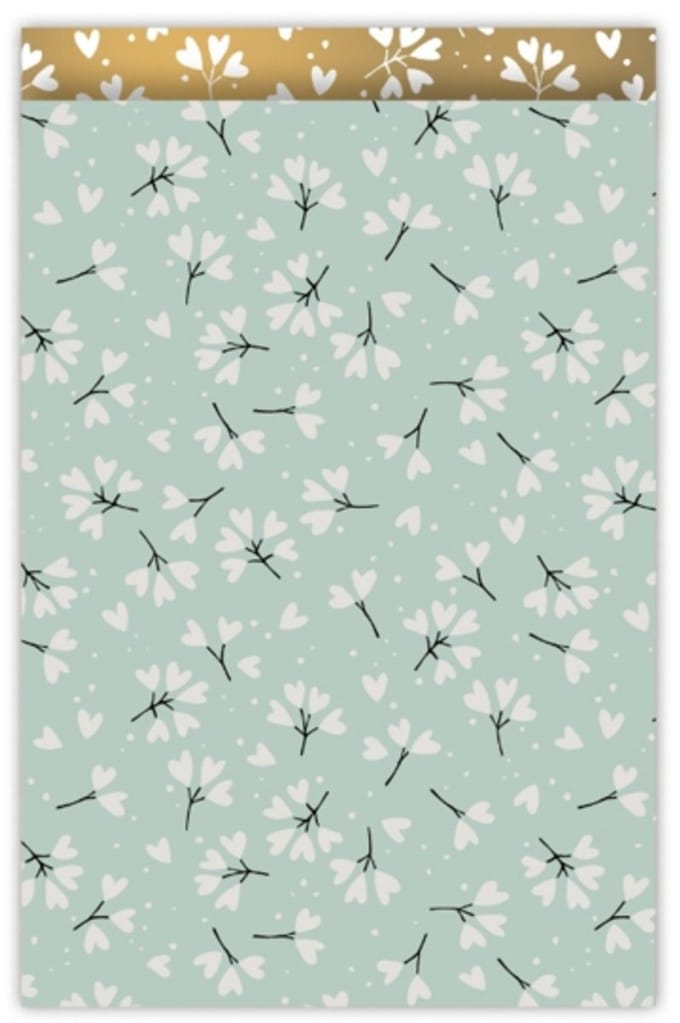 25x Cadeauzak Natuur Mint goud 17x25cm