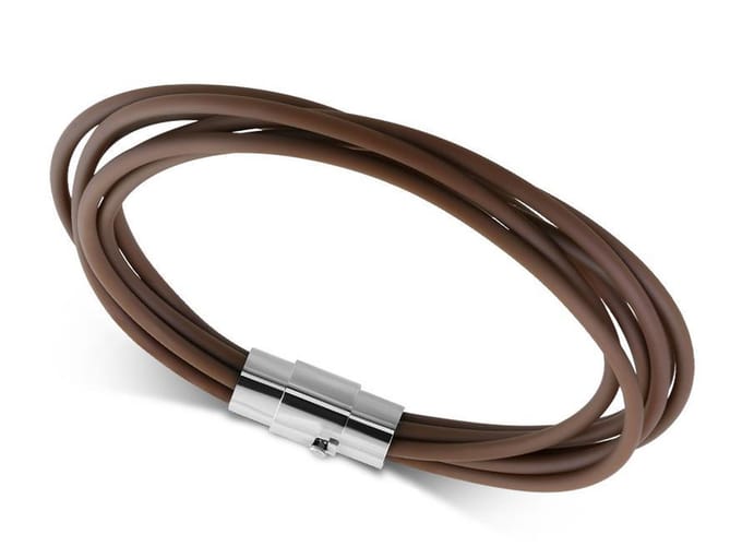 Amanto Armband Ajay - Rubber - 316L Staal - Magnetische Sluiting - 20cm
