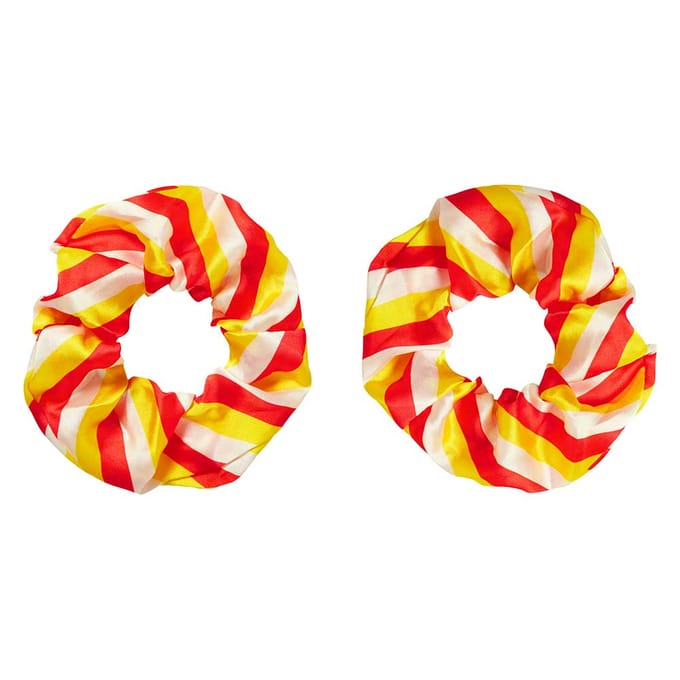 Apollo - Feest schrunchie - 2 stuks - rood-wit-geel - Oeteldonk - Oeteldonk armband - Carnaval accessoires - Carnaval - Feestkleding