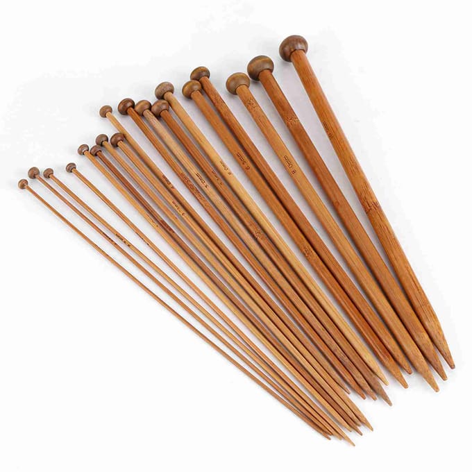 Bamboe Breinaalden Set, Enkelpuntige Gecarboniseerde Breinaald 18 Maten (2mm tot 10mm) gray
