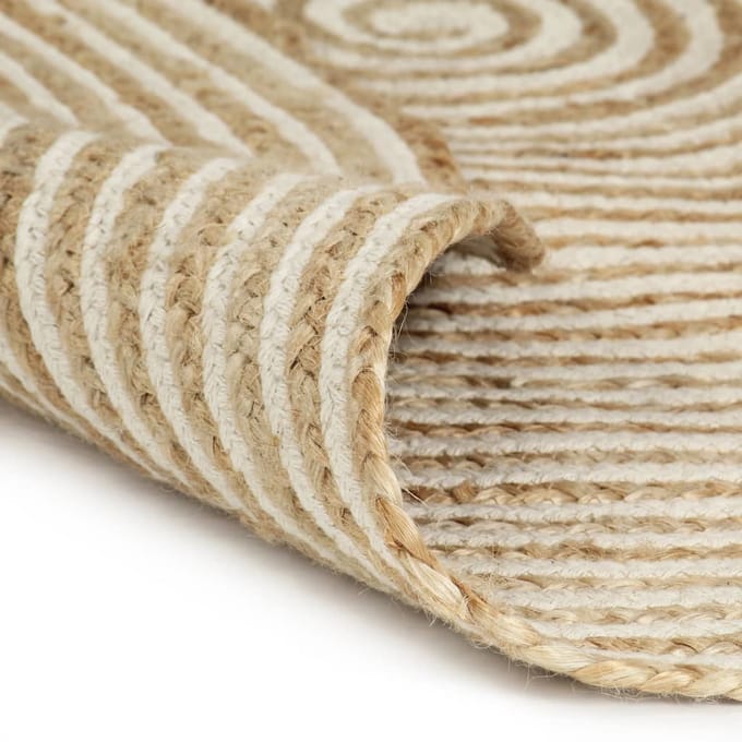vidaXL - Vloerkleed - handgemaakt - met - spiraal - ontwerp - 150 - cm - jute - wit