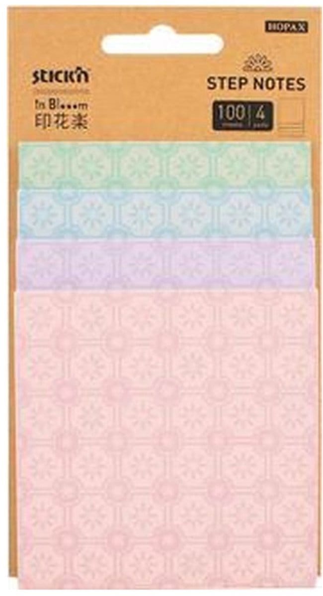Stick'n Decoratie Sticky Notes - 4 Maten - 4 Verschillende Pastel Kleuren - 100 Memoblaadjes