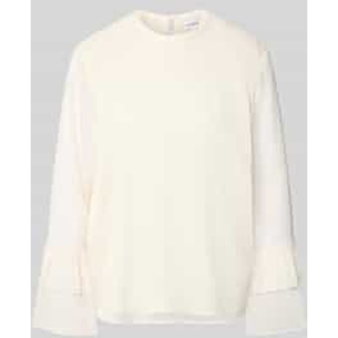 comma - female - Gestructureerde chiffonblouse met volantmouwen
