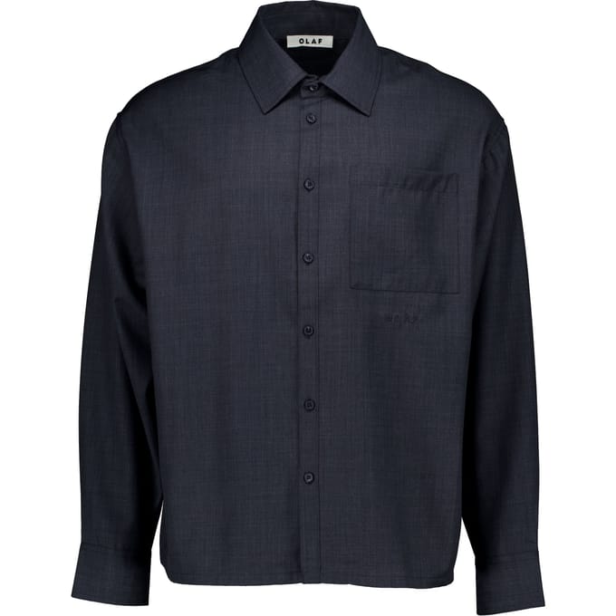 Olaf Wool Blend Boxy Ls Shirt Lange Mouw Overhemden Grijs M240311