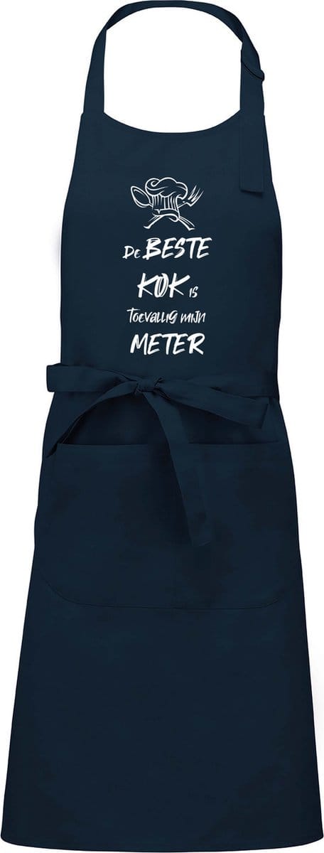 mijncadeautje - luxe schort - De beste kok is toevallig mijn METER - blauw/navy