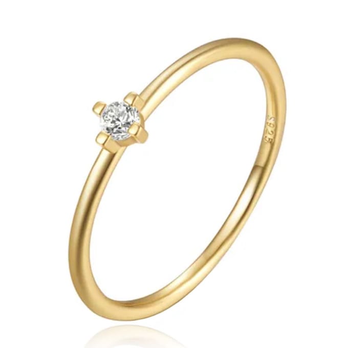 Elenza Thin .925 Zilveren Ring met Klein Bloemmotief en Gouden Plating – 1mm-18mm