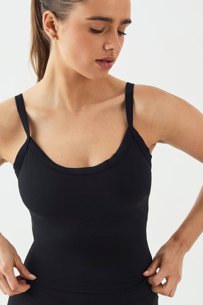Dames Dsgn Studio Ultra Sculpt Dikke Binding Vest Top | Zwart | Maat: Large