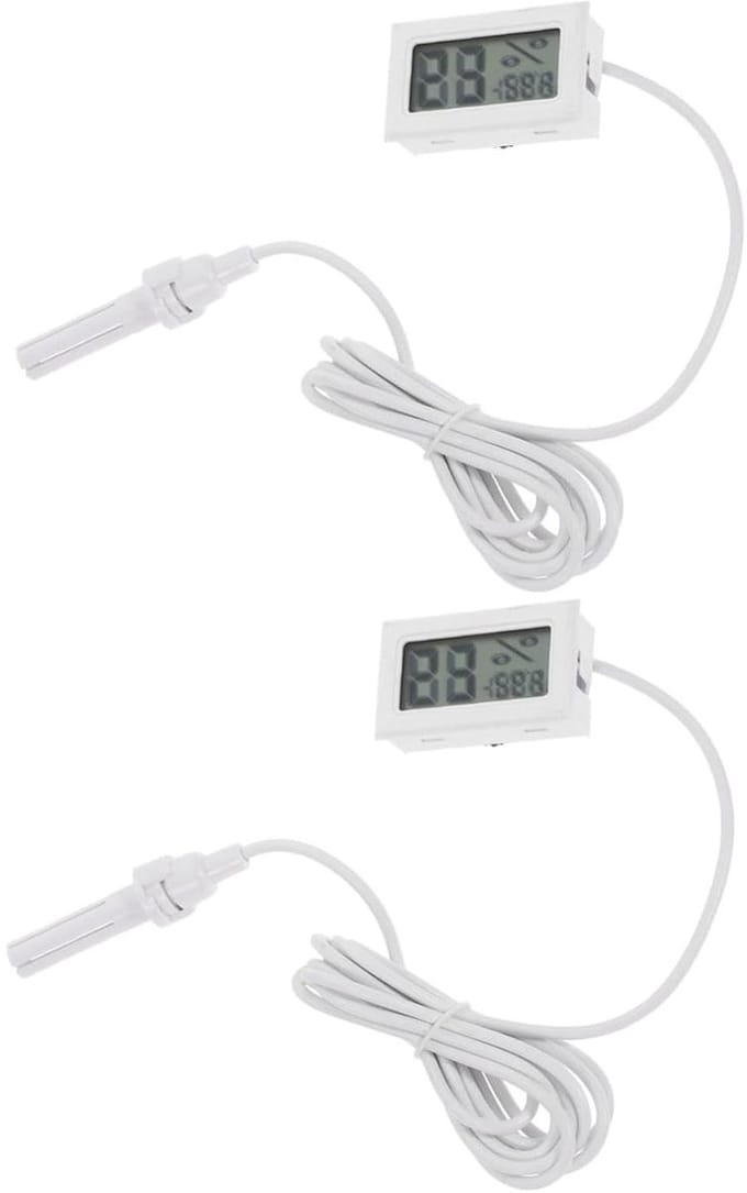 Digitale Mini Hygrometer - Temperatuur Meter - Binnen Omgeving Meten - Met Sonde Kabel - 2 Stuks - Wit
