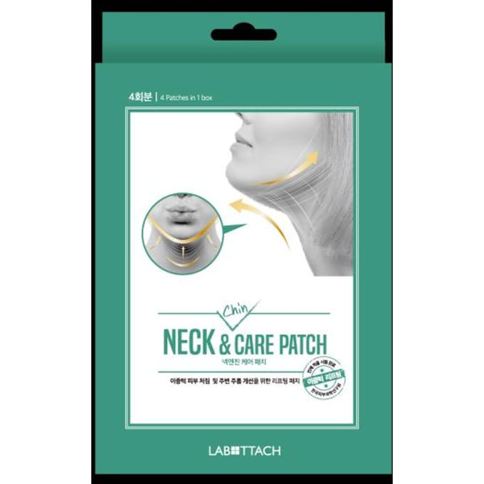 Patch Wooshin Labottach pour le cou et le menton – Masque hydrogel au collagène pour le soin du cou et du menton, 4 pièces