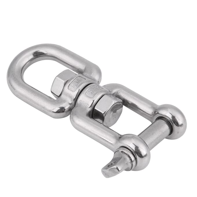 Anneau pivotant robuste en acier inoxydable 304 avec mousqueton à émerillon 12mm