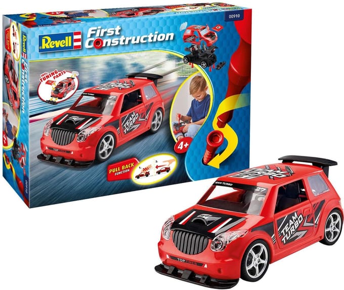 Revell Modelbouwpakket Militaire voertuigen - 00910 Rallye Car with pullback motor - Red - First Construction Plastic - 1:20 - Modelbouw