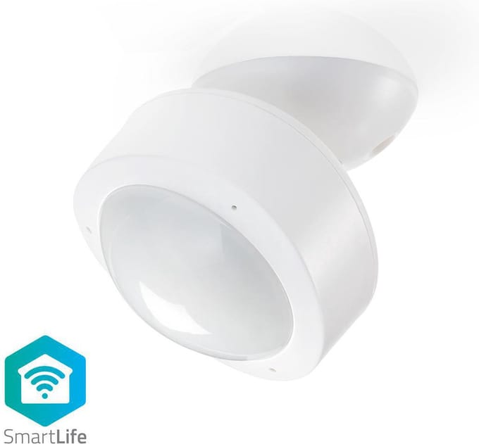 Nedis SmartLife Bewegingssensor - Wi-Fi - Batterij Gevoed / Netvoeding - Detectiehoek: 120 ° - Detectiebereik: 10.0 m - Wit