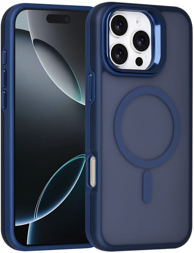 TUNIQ Back cover voor iPhone 16 Pro Max - MagSafe - Met Camera Stand - Blauw