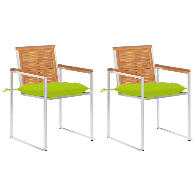 vidaXL - Tuinstoelen - 2 - st - met - kussens - massief - acaciahout - en - staal