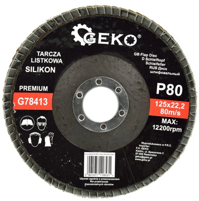 GEKO Silicon Carbide Schuurschijf - 125 mm - Grit 80 - Voor Steen en Glas - 10 stuks