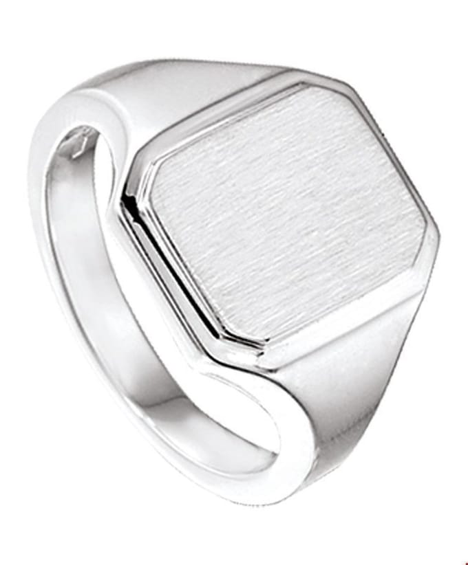 graveerring poli/mat zilver wit 1020875