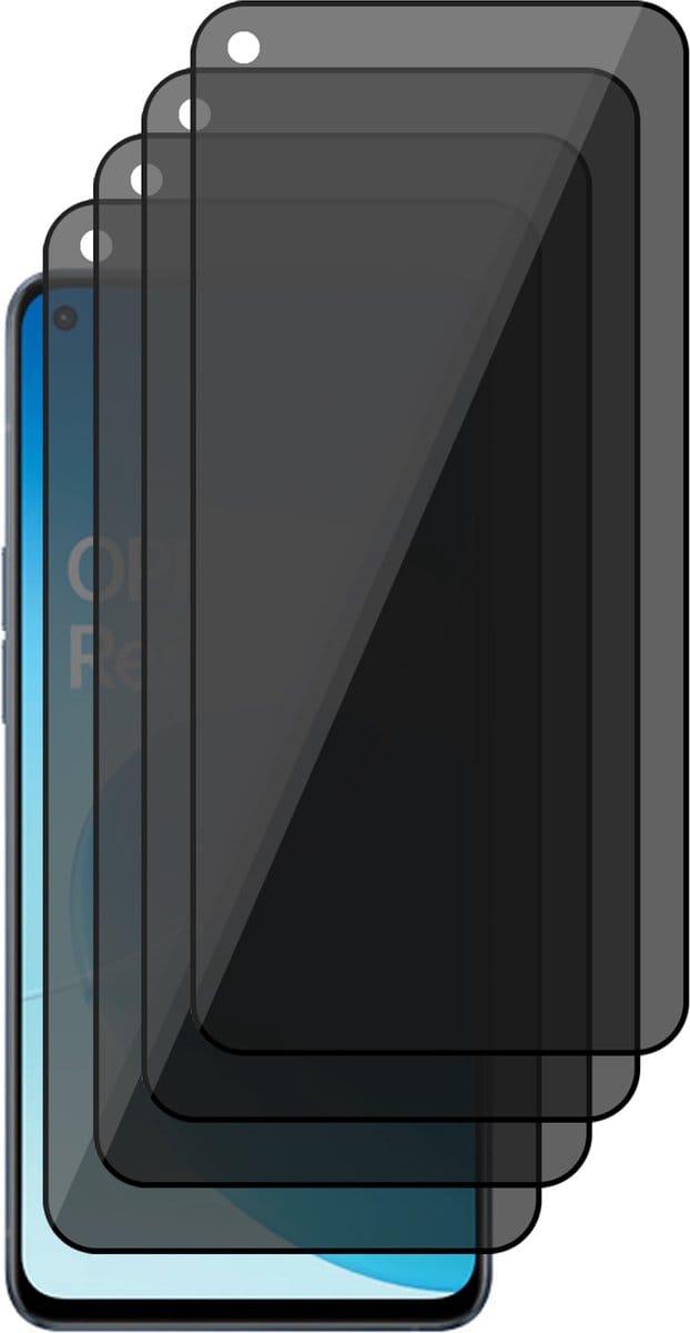 Privacy Screenprotector geschikt voor Oppo Reno 6 - 4x Volledig Dekkend Glas Screen Protector