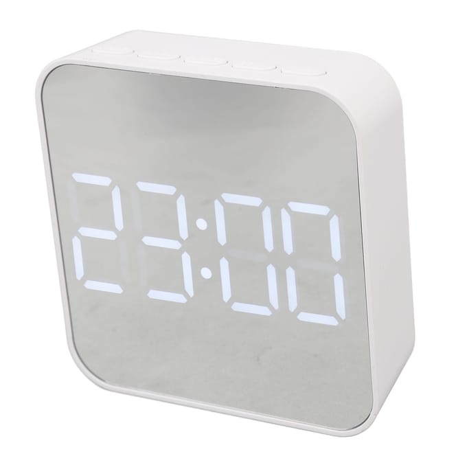 Horloge Numérique LED 2 Réglages d'Alarme Multifonctionnelle Petite Horloge Réveil Électronique avec Température Date blanc