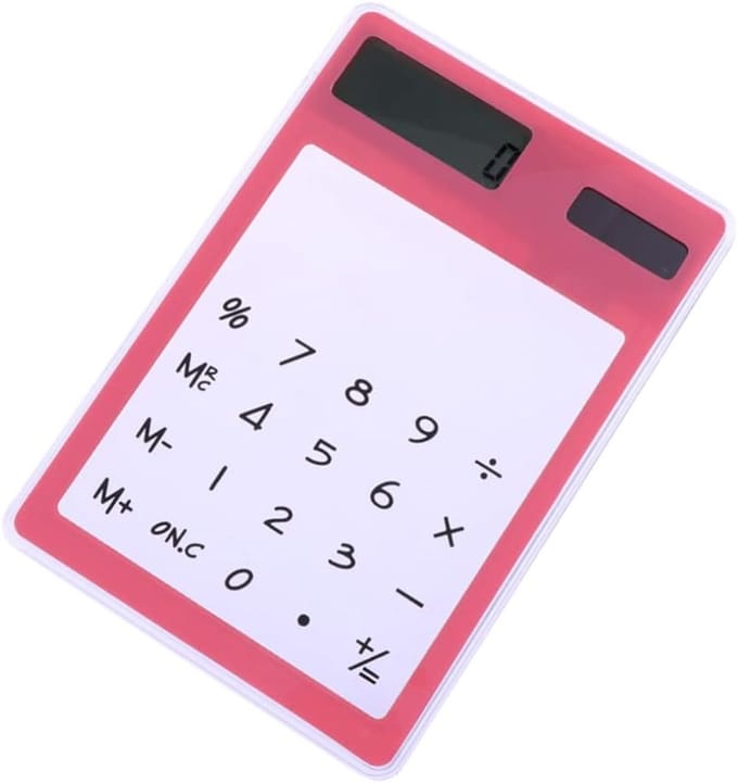 Transparante Rekenmachine - Touchscreen Calculator - Studenten Benodigdheden - Draagbaar Compact Formaat - 119 x 8 cm - Roze