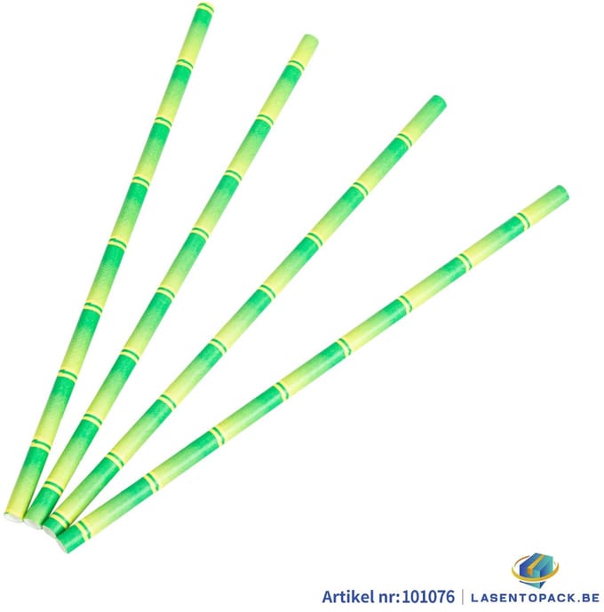 100x BIO Papieren rietjes 6mm x 197mm Palm Model