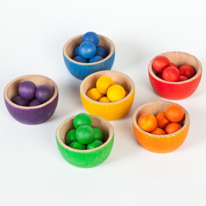 Grapat 6 regenboog bakjes met 36 knikkers 3 jr+