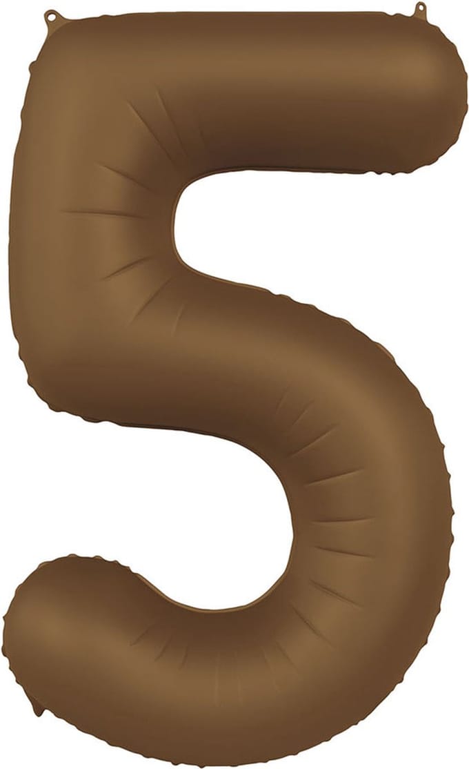 Folat - Folieballon Cijfer 5 Chocolate Brown - 86 cm