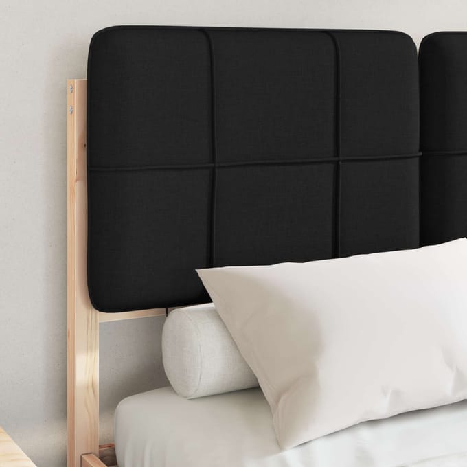 vidaXL - Bedframe - met - Gevoerde - Hoofdbord - Zwart - 120 - x - 200 - cm