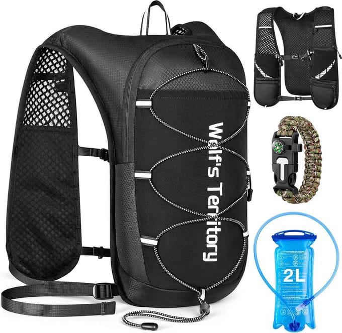Ultralicht ademend hardloopvest met drinkzak en sportarmband
