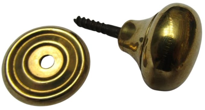 Screw In Cabinet Knob Natural Brass 32mm