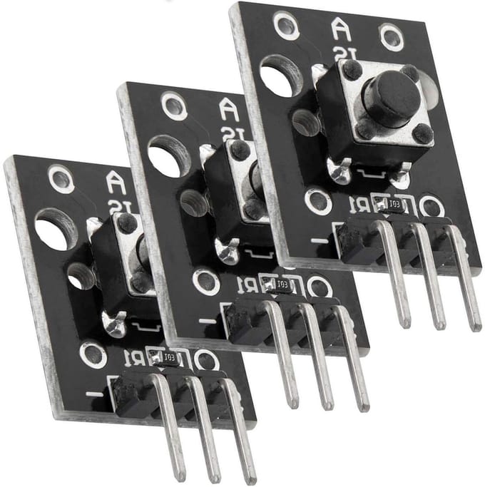 Drukknop Module - Schakelaar Sensor - Arduino Projecten - Normaal Open Contact - 3 Stuks - Zwart