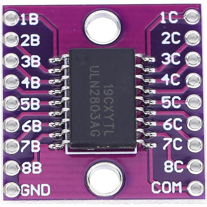 2 stuks Darlington Transistor Arrays Module ULN2803A Industrieel Elektrisch Accessoire Paars 50V
