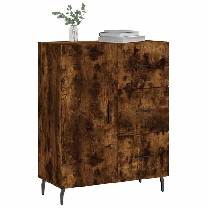 vidaXL - Dressoir - 69,5x34x90 - cm - bewerkt - hout - gerookt - eikenkleurig
