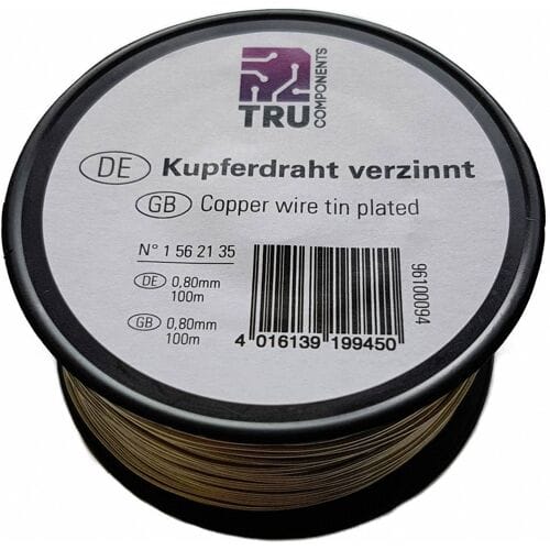 TRU COMPONENTS Koperdraad Buitendiameter (excl. isolatielak): 0.80 mm 22 m
