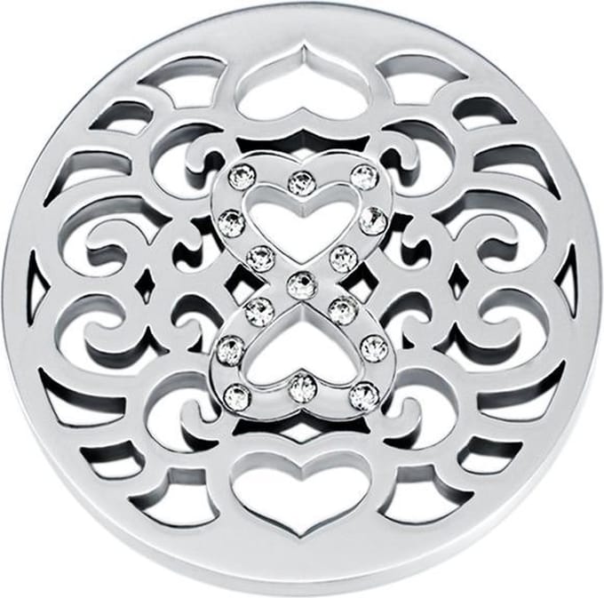 Quiges - Munthouder Munt 25mm Infinity met Zirkonia Zilverkleurig - EPRS040