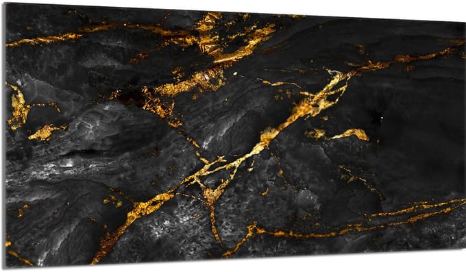 TMK ArtDeko - Scherm voor Kookplaat - 90x52cm - Glas - Marmer Look