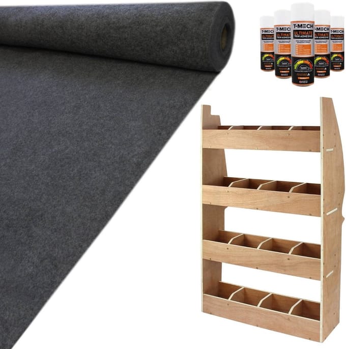 Premium van-tapijtvoering - antraciet - 11m² - inclusief 5 lijm